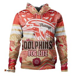 redcliffe dolphins custom hoodie - redcliffe dolphins for life with aboriginal style hoodie