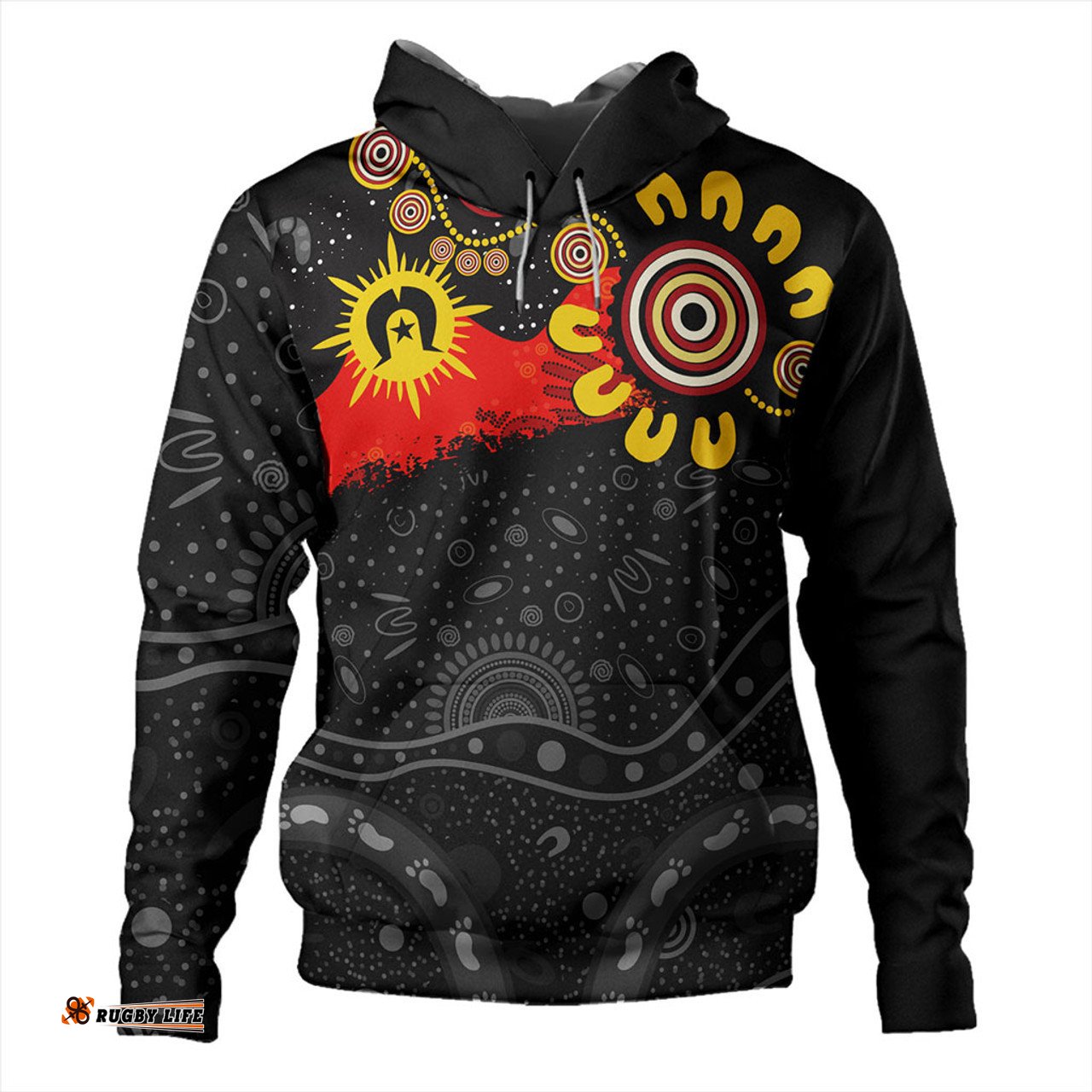 australia hoodie aboriginal indigenous dot painting with flag