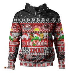 st. george illawarra dragons christmas aboriginal custom hoodie - indigenous knitted ugly xmas style hoodie