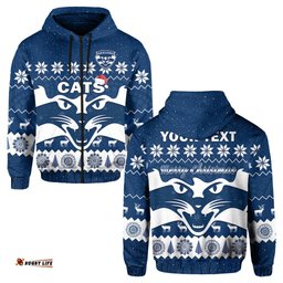 custom personalised cats football christmas hoodie geelong aboriginal painting