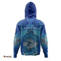 australia aboriginal custom hoodie - blue aboriginal dot with fish hoodie