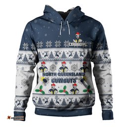 north queensland cowboys christmas custom hoodie - special ugly christmas hoodie