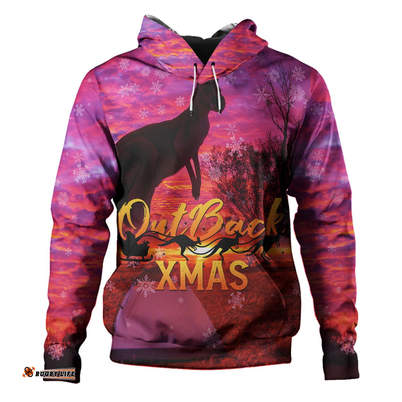 australia christmas kangaroo camping hoodie - aussie outback merry christmas hoodie