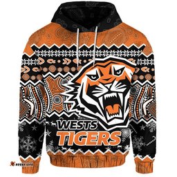 custom personalised wests tigers aboriginal christmas vibe gold version zip up and pullover hoodie