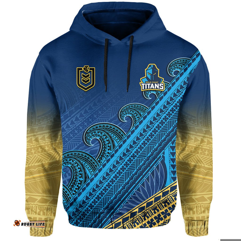 gold coast titans rugby hoodie pasifika gradient polynesian pattern