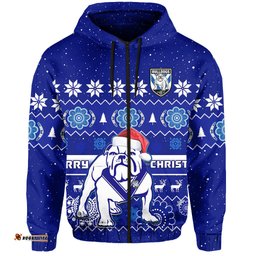 custom personalised bulldogs rugby christmas hoodie berries merry xmas aboriginal art