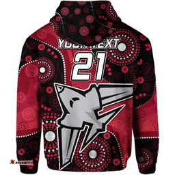 custom personalised essendon football aboriginal bombers zip up and pullover hoodie