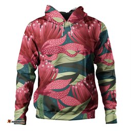 australia flowers aboriginal hoodie - australian waratah flowers painting in aboriginal style hoodie