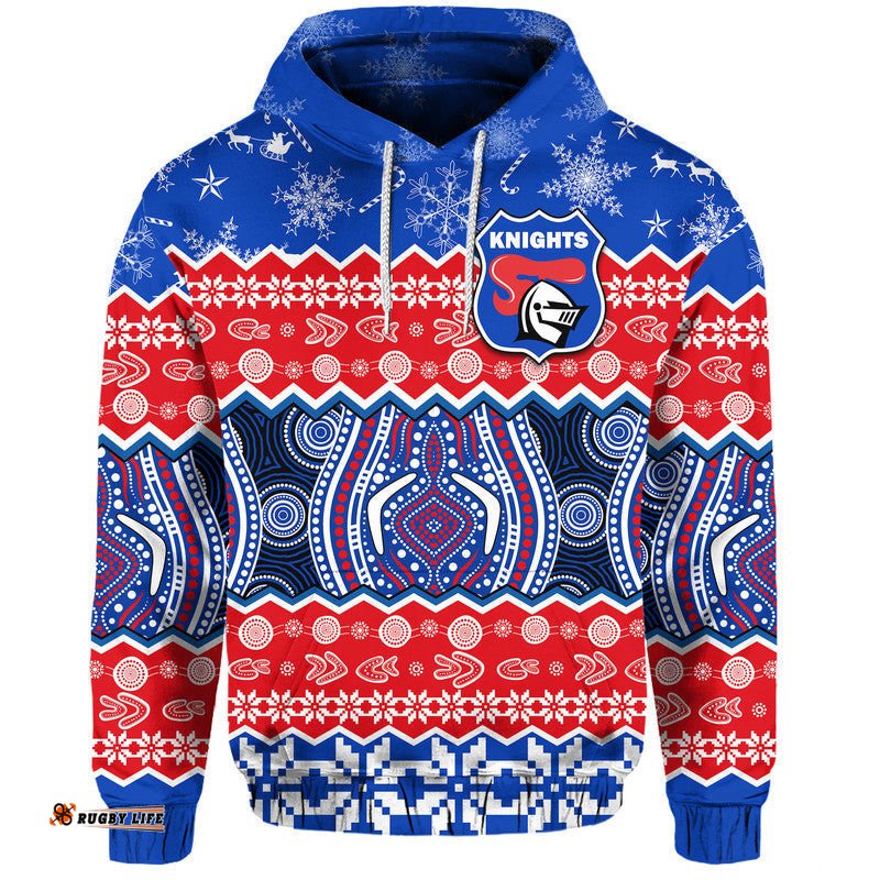 custom personalised knights aboriginal rugby novocastrians christmas vibe zip up and pullover hoodie