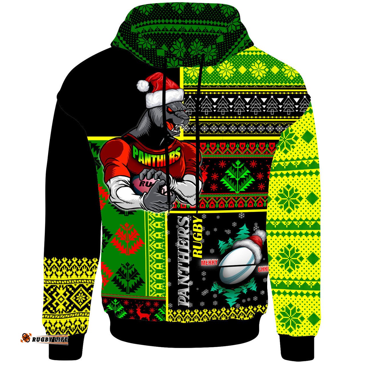 penrith panthers hoodie - custom christmas snowflakes penrith panthers mascot hoodie