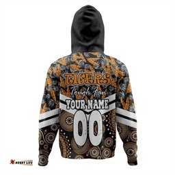 wests tigers hoodie - tropical patterns and dot painting eat sleep rugby repeat