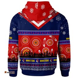 sydney roosters christmas hoodie - custom sydney roosters ugly christmas and aboriginal inspired patterns hoodie