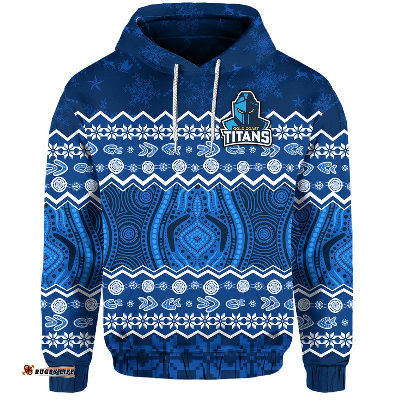 titans aboriginal gold coast christmas vibe zip up and pullover hoodie