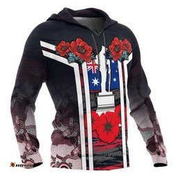 australia anzac day hoodie poppy flowers dot painting