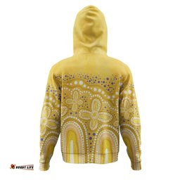 australia aboriginal hoodie - dot painting illustration in aboriginal style yellow hoodie