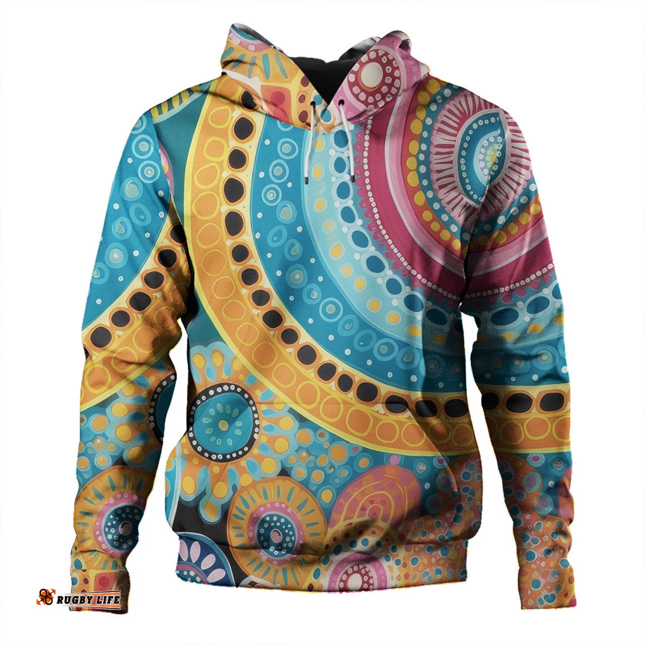 australia aboriginal hoodie - colorful pattern and dots art hoodie