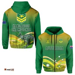 custom text and number australia rugby hoodie champions rlwc kangaroos world cup rugby