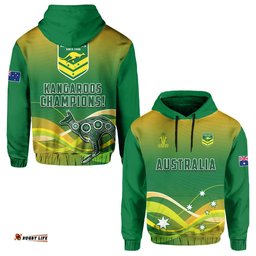 custom text and number australia rugby hoodie champions rlwc kangaroos world cup rugby