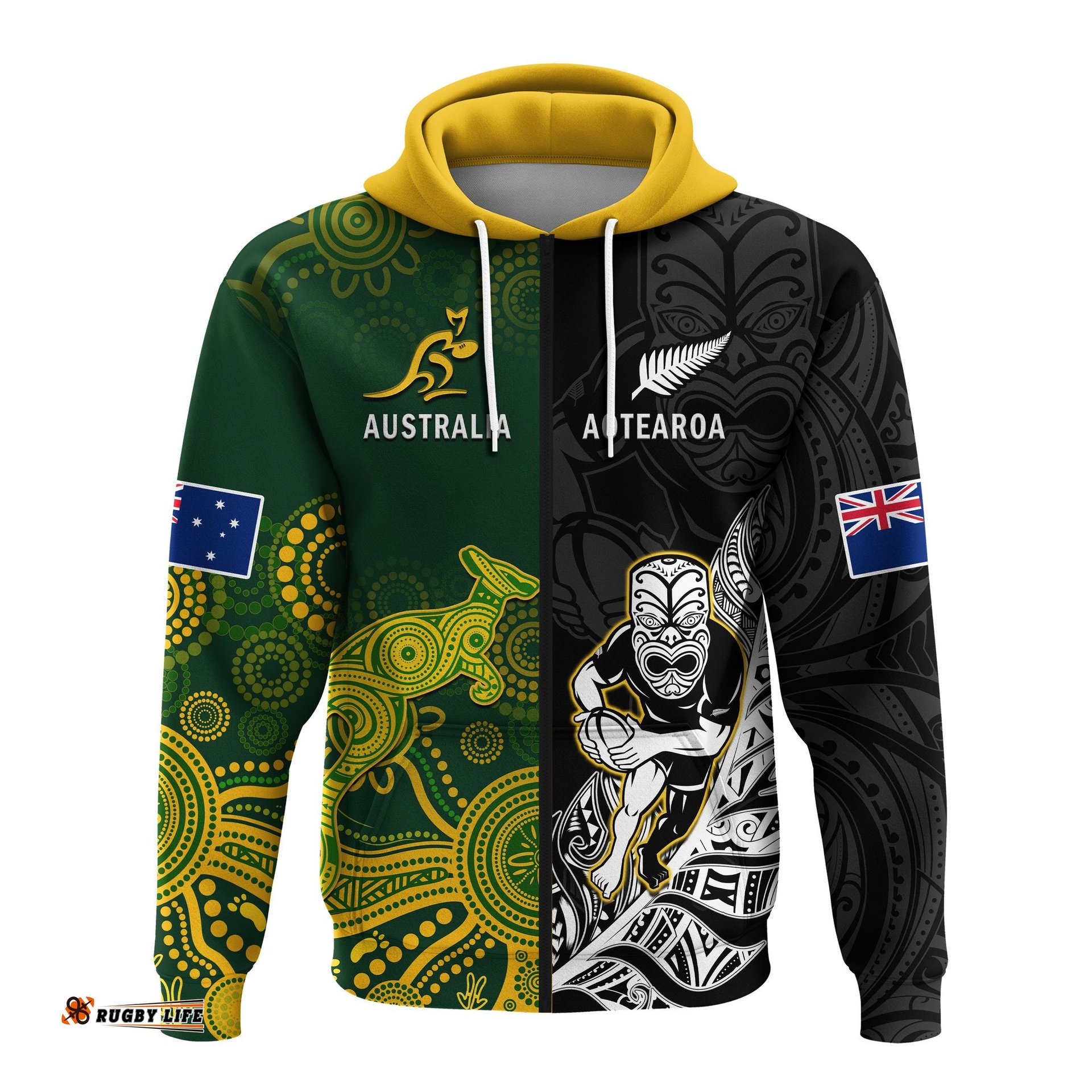 australia rugby mix aotearoa rugby hoodie wallabies all black special version