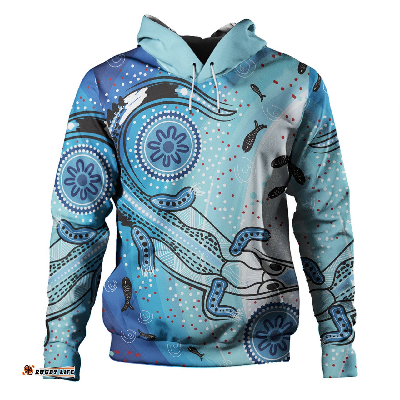 australia dot painting inspired aboriginal hoodie - aboriginal dot art with crocodile hoodie
