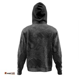 australia dot painting inspired aboriginal hoodie - aboriginal dot grey art with animals hoodie
