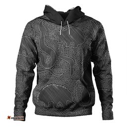 australia dot painting inspired aboriginal hoodie - aboriginal dot grey art with animals hoodie