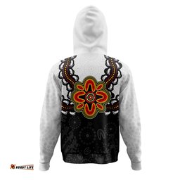 australia hoodie aboriginal inspired symbol pattern white