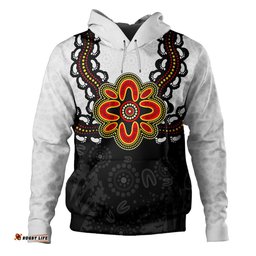 australia hoodie aboriginal inspired symbol pattern white