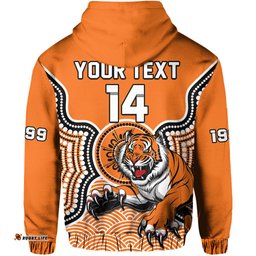 custom text and number wests tigers hoodie indigenous artsy