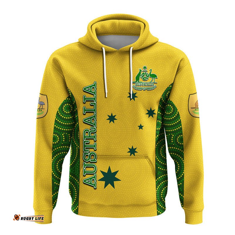 custom personalised and number australia soccer hoodie aboriginal dot patterns