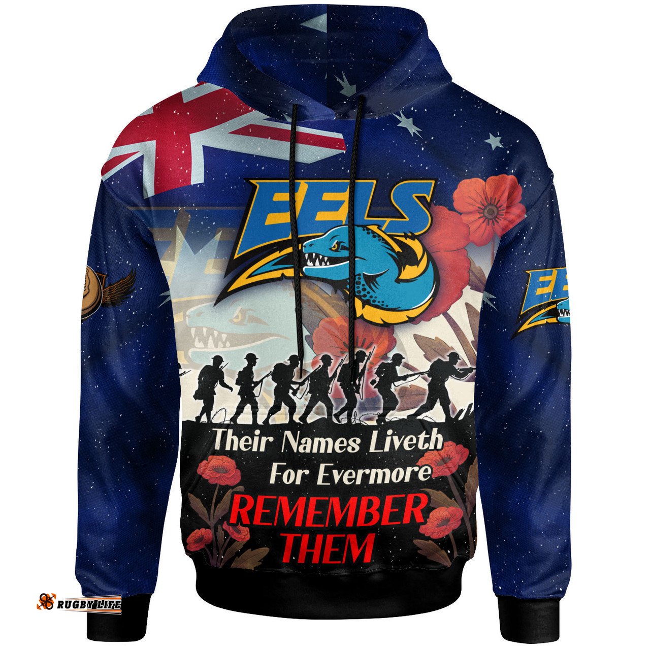parramatta eels hoodie - custom remember them red poppy flowers hoodie