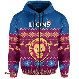 custom personalised brisbane football hoodie lions indigenous merry christmas
