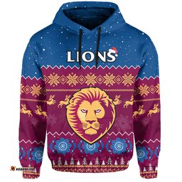 custom personalised brisbane football hoodie lions indigenous merry christmas