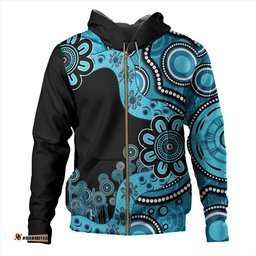 australia hoodie aboriginal indigenous dot painting blue