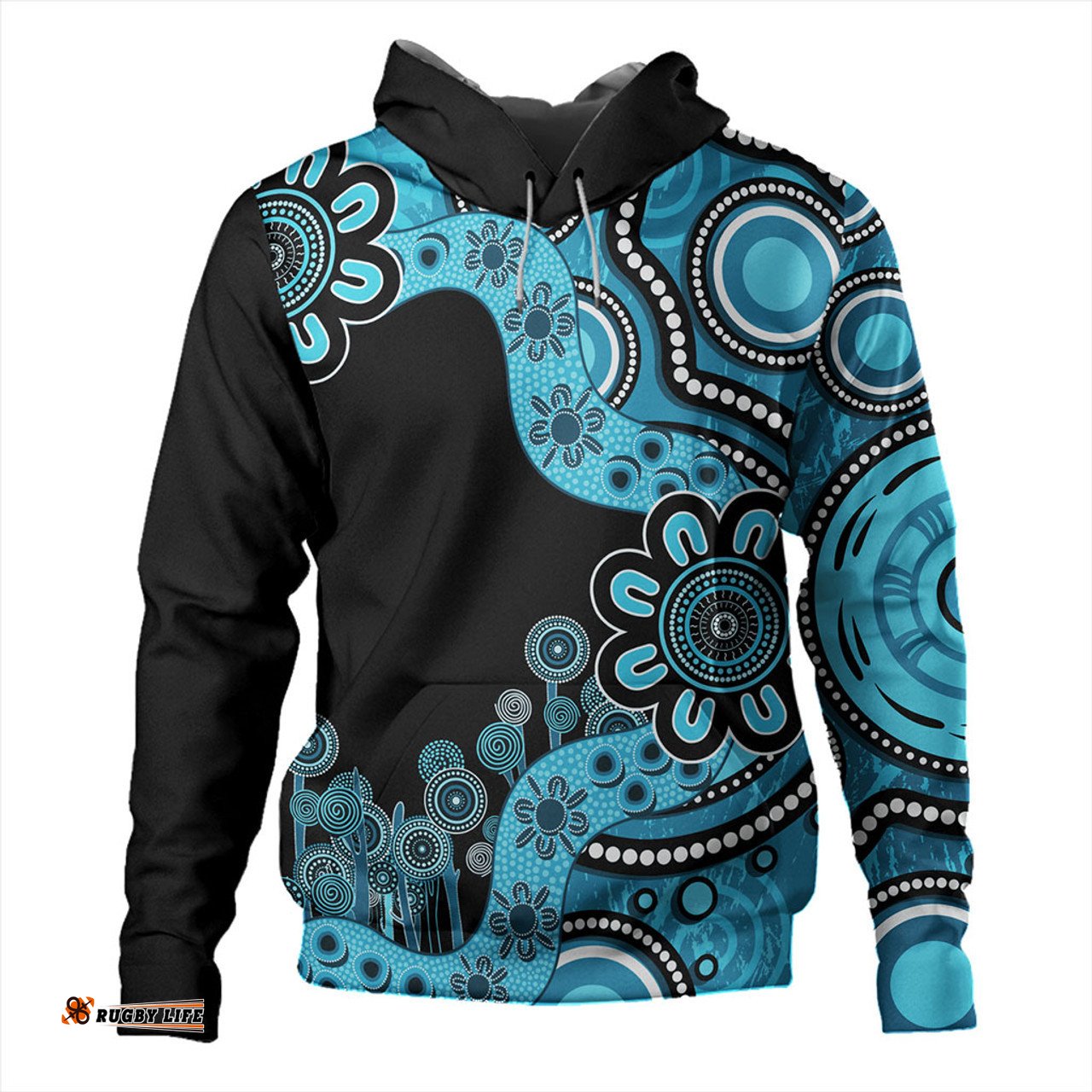 australia hoodie aboriginal indigenous dot painting blue