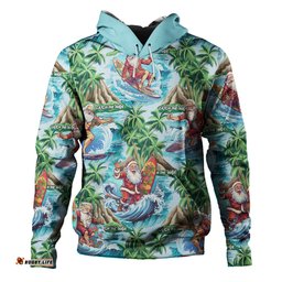 australia christmas surfing hoodie - funny santa surfing christmas hoodie