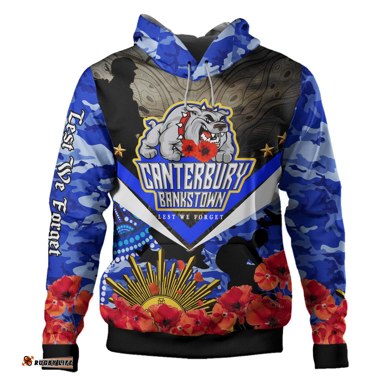 australia custom hoodie - anzac poppy aboriginal inspired hoodie