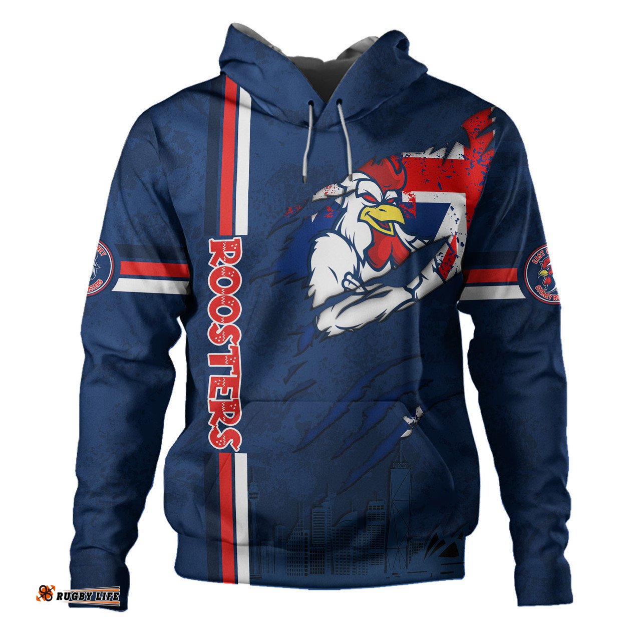 sydney roosters hoodie - happy australia day flag scratch style