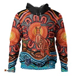 australia hoodie aboriginal inspired kangaroo dreaming dot painting pattern