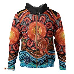australia hoodie aboriginal inspired kangaroo dreaming dot painting pattern