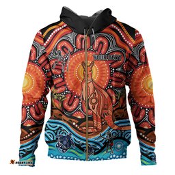 australia hoodie aboriginal inspired kangaroo dreaming dot painting pattern