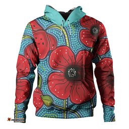 australia flowers aboriginal hoodie - aboriginal dot art of australian poppy flower painting hoodie