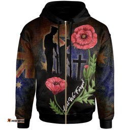 australia anzac day hoodie custom lest we forget with poppies flowers watercolor style hoodie