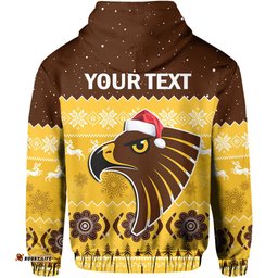 custom personalised hawthorn football hoodie hawks indigenous merry christmas