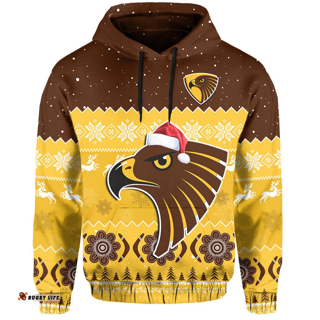 custom personalised hawthorn football hoodie hawks indigenous merry christmas