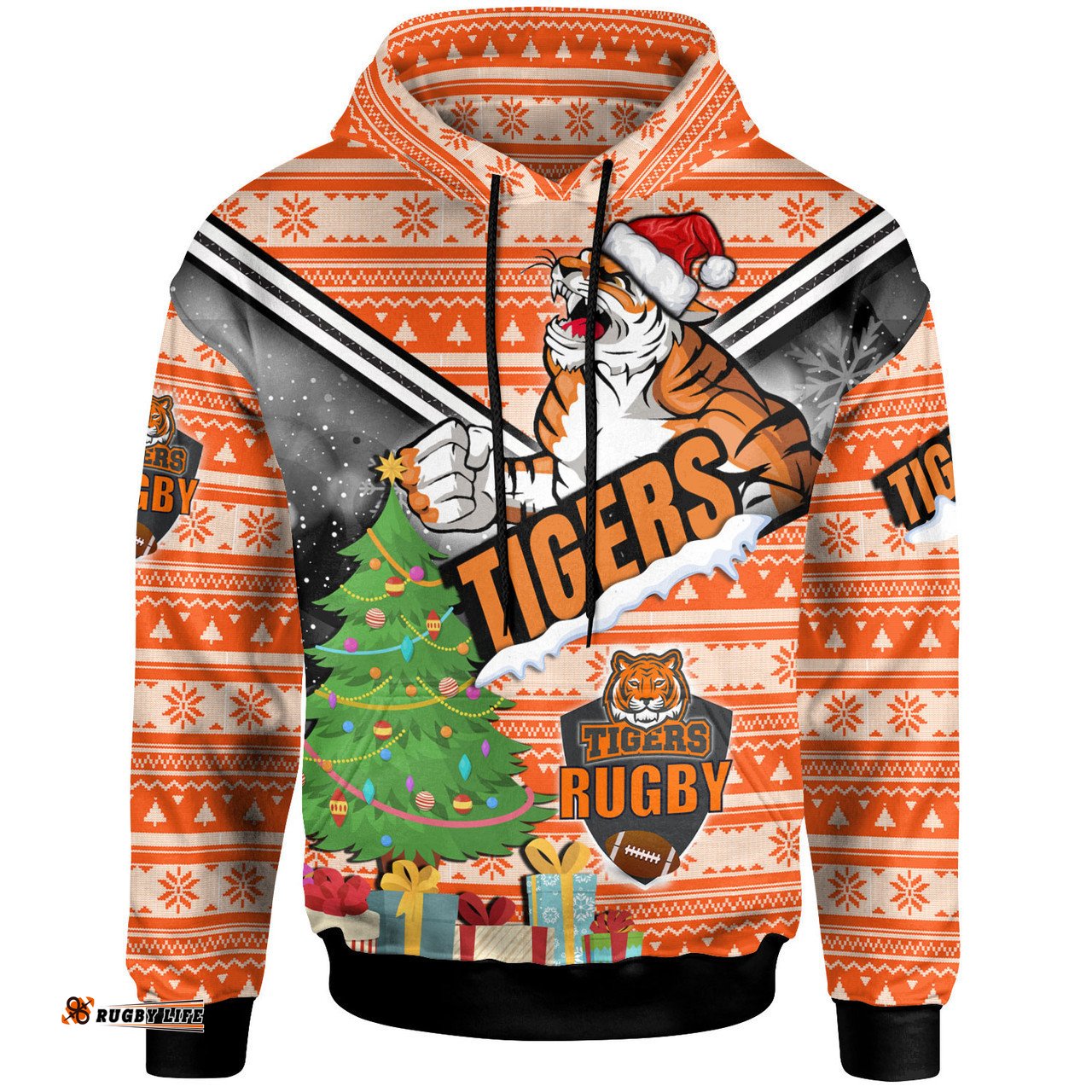 wests tigers hoodie - custom christmas tree wests tigers ball hoodie