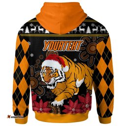 wests tigers christmas hoodie - custom wests tigers merry christmas aboriginal inspired hoodie