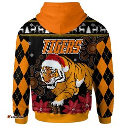 wests tigers christmas hoodie - custom wests tigers merry christmas aboriginal inspired hoodie