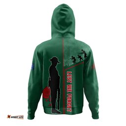 south sydney rabbitohs hoodie - anzac day lest we forget poppy