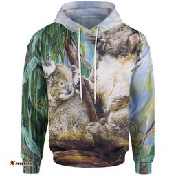 australia hoodie koala and joey hoodie 3d art